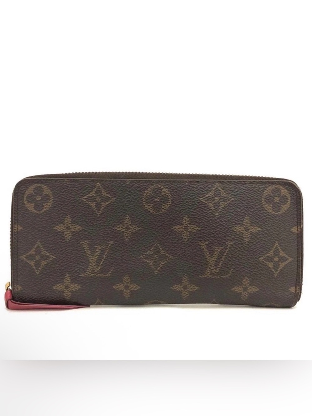 Louis Vuitton Monogram Clemence Long Zip Wallet Pink Interior